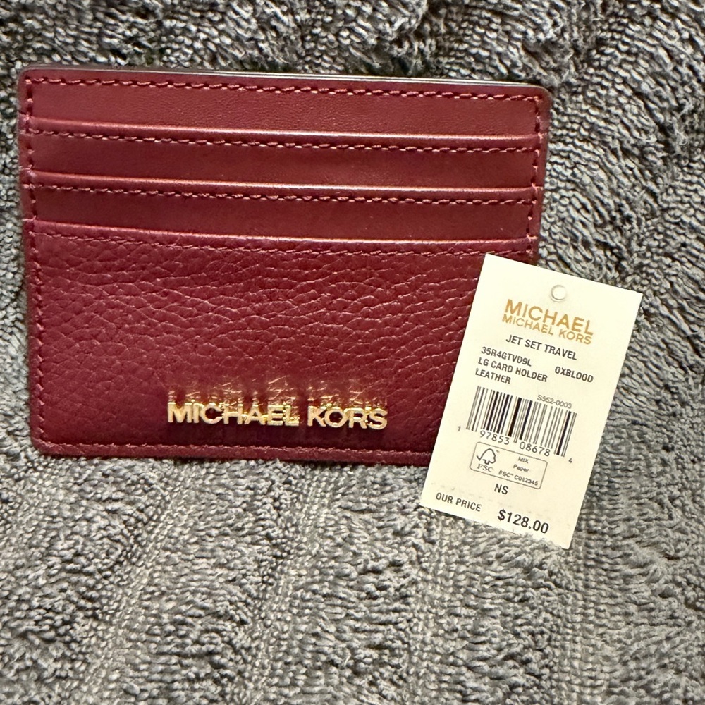 Michael Kors Burgundy Leather Card Holder